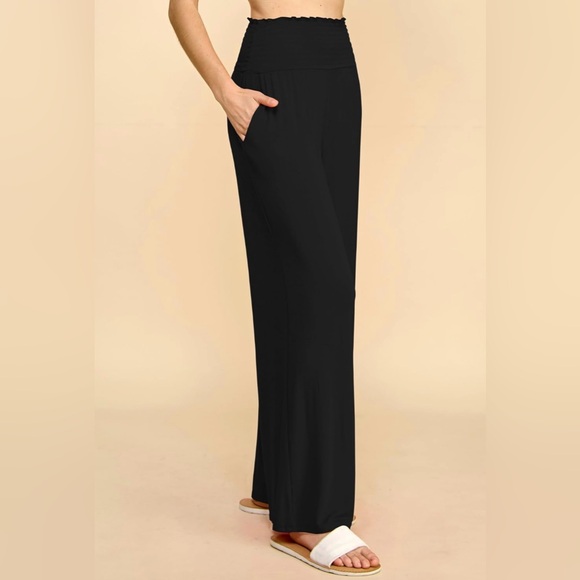 Palazzo Pants Casual Wide Leg Long Lounge Pant Trousers with Pocket - Picture 4 of 7